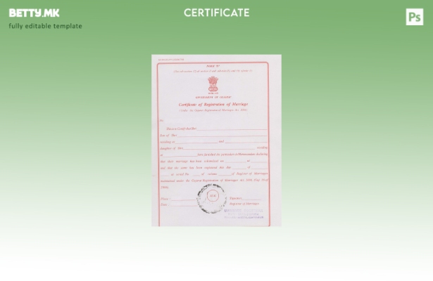 модерен стил Индија Гуџарат, шаблон за потврда за регистрација на бракови